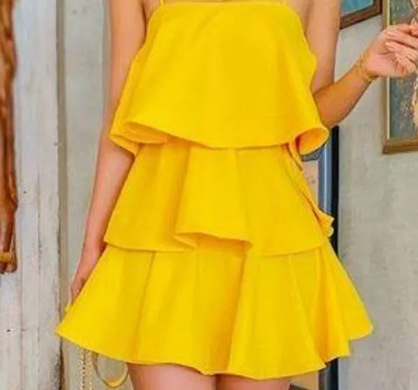 Yellow_Layered_Fit_And_Flare_Short_Dress_For_Women