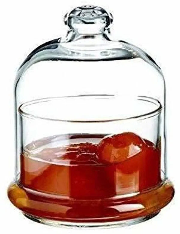 Clear_Glass_Food_Container_With_Dome_MiniTransparent_Food_Storage_Kitchen_Jar_(Container_With_Lid)_Small_(9.5X12Cm)_Pack_Of_1