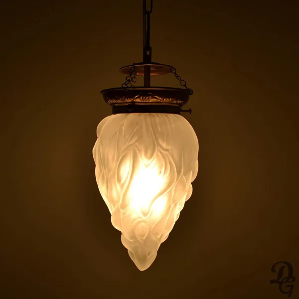 Off_White_Glass_Flame_Shaped_Frosted_Hanging_Lamp_(Big)