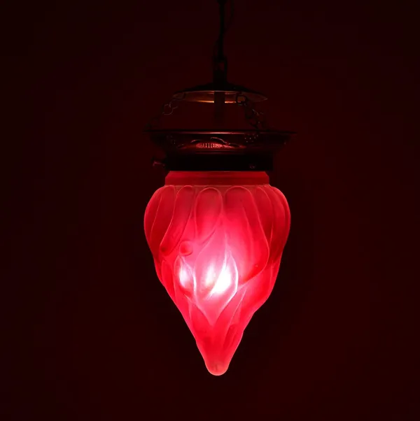 Red_Flame_Shaped_Glass_Pendant_Frosted_Hanging_Lamp_(Small)