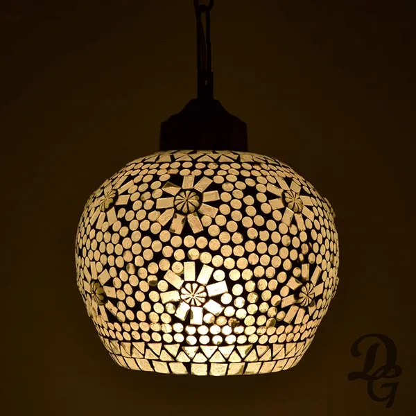 White_Glass_Mosaic_Handicraft_Turkish_Pendant_Hanging_Lamp_For_Living_And_Home_Decoration