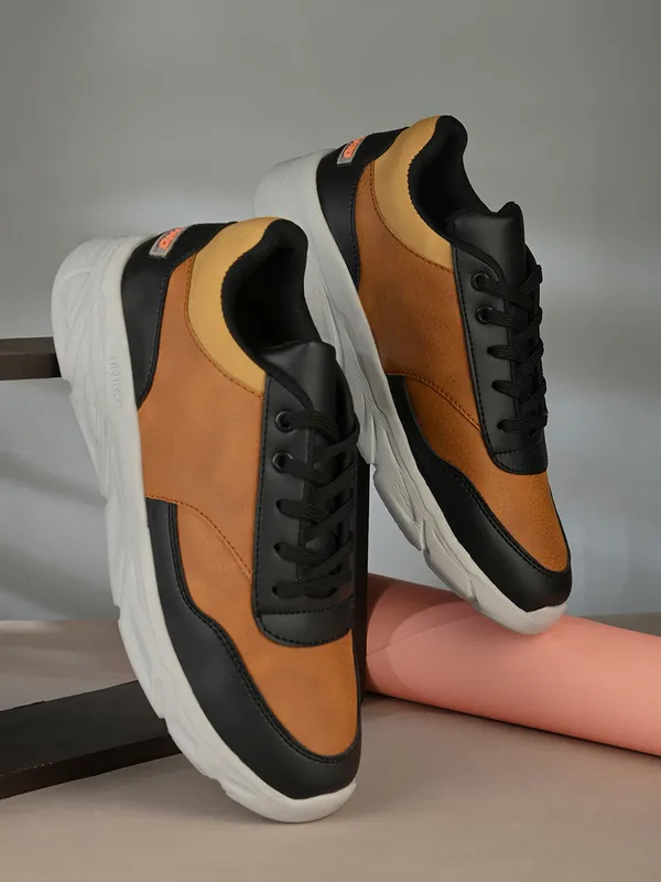 Black_Faux_Leather_Eva_Sole_Sneakers_For_Men