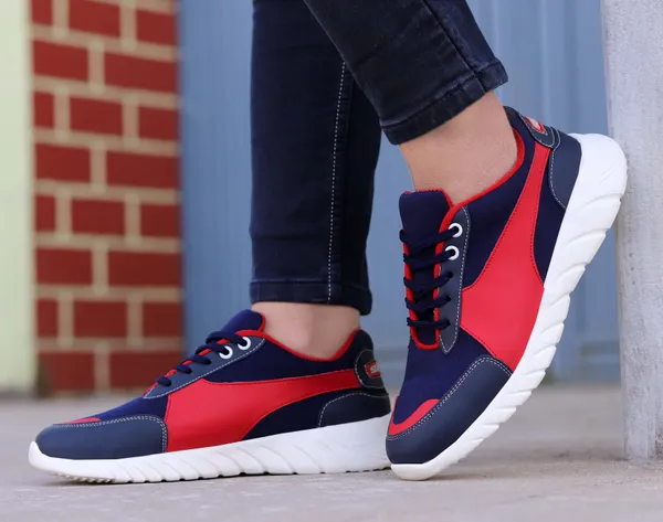 Navy_Faux_Leather_Eva_Sole_Sneakers_For_Men