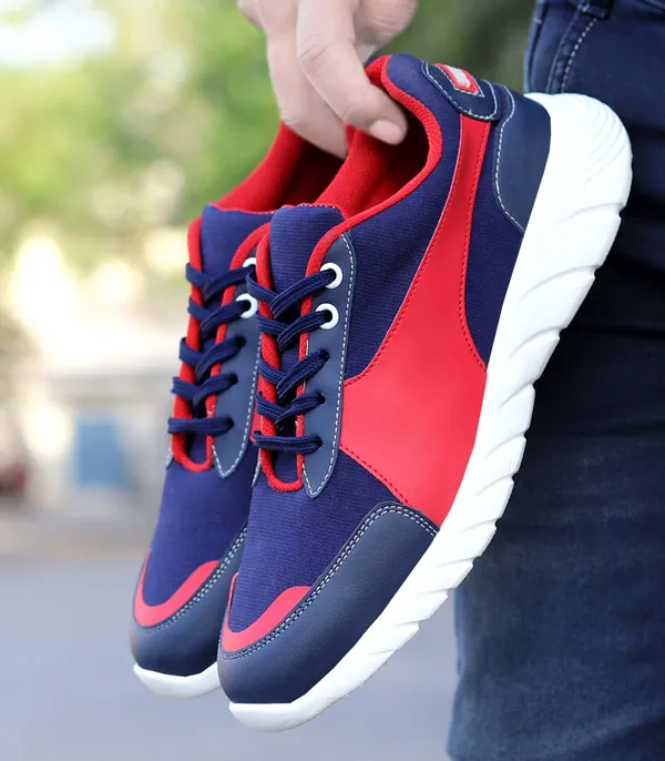 Navy_Faux_Leather_Eva_Sole_Sneakers_For_Men