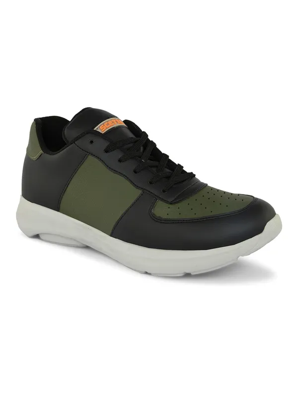Olive_Faux_Leather_Eva_Sole_Sneakers_For_Men