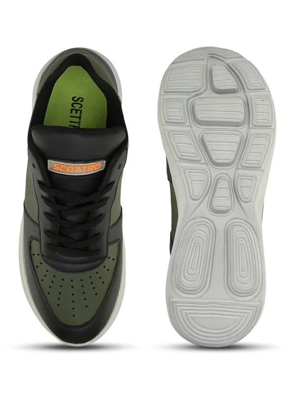 Olive_Faux_Leather_Eva_Sole_Sneakers_For_Men