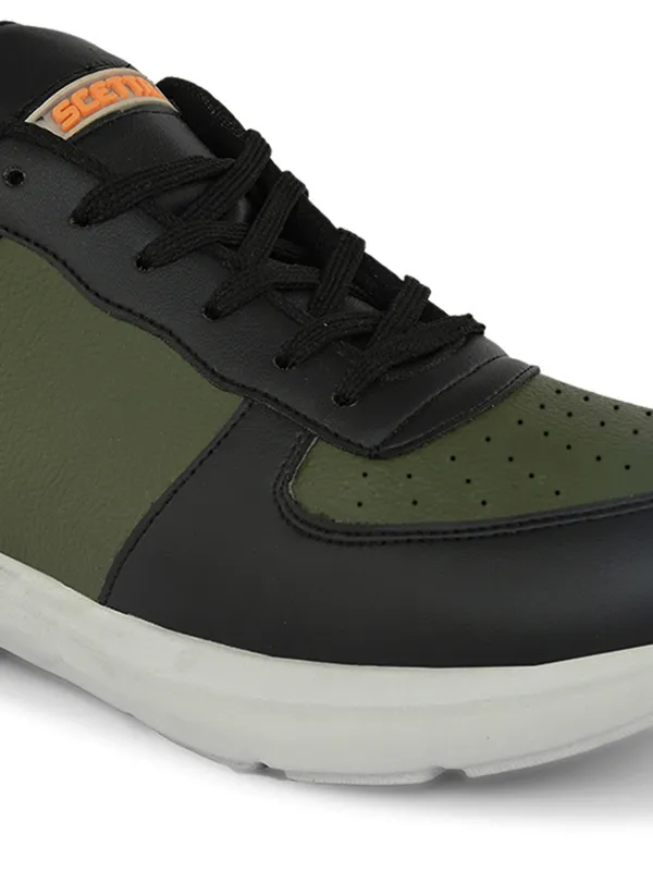 Olive_Faux_Leather_Eva_Sole_Sneakers_For_Men
