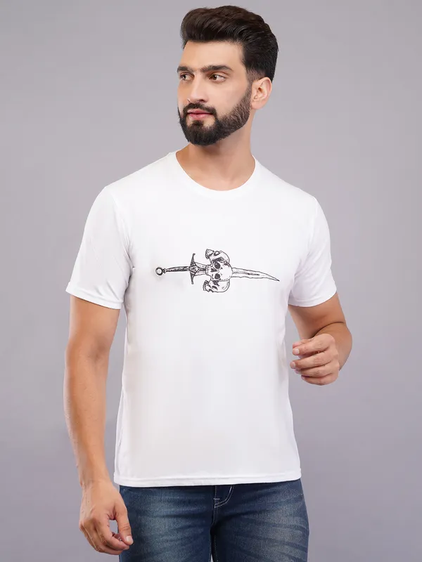 White_Oversized_Skull_Sword_Printed_T-Shirt_For_Unisex