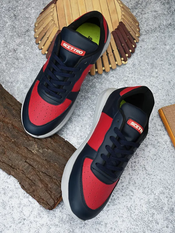 Navy_Faux_Leather_Eva_Sole_Sneakers_For_Men