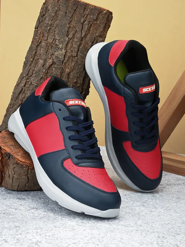 Navy_Faux_Leather_Eva_Sole_Sneakers_For_Men