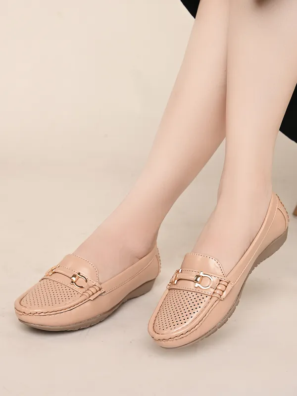 Peach_Faux_Leather_Eva_Sole_Loafers_For_Women