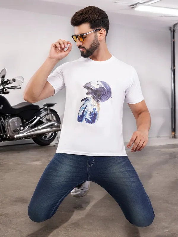 White_Oversized_Biker_Printed_T-Shirt_For_Unisex