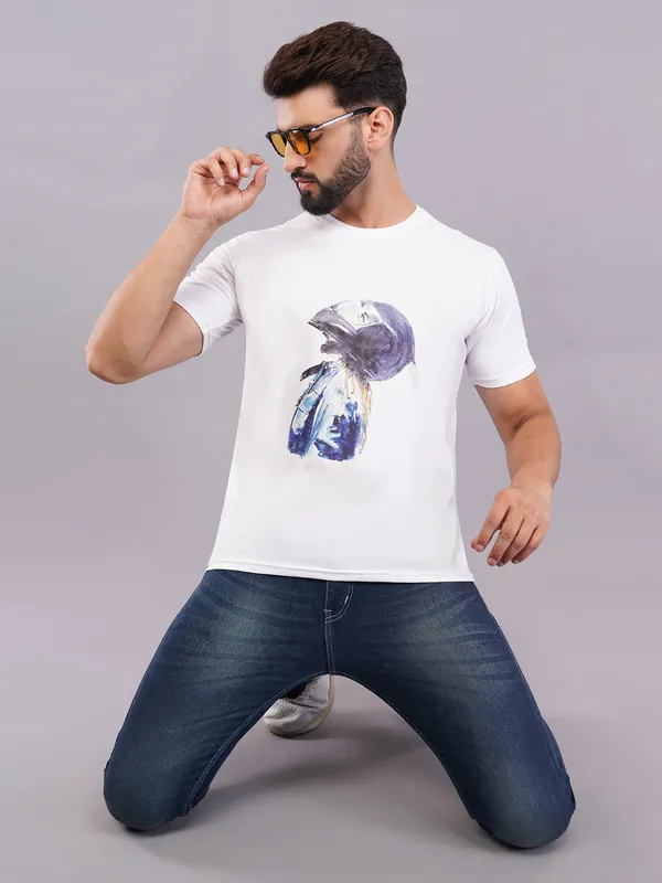 White_Oversized_Biker_Printed_T-Shirt_For_Unisex