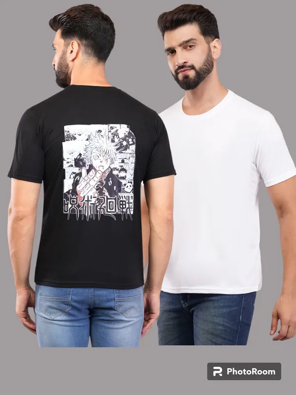 Pack_of_2_Black_&_White_Gojo_Satoru_Printed_Oversized_T-Shirt_For_Unisex