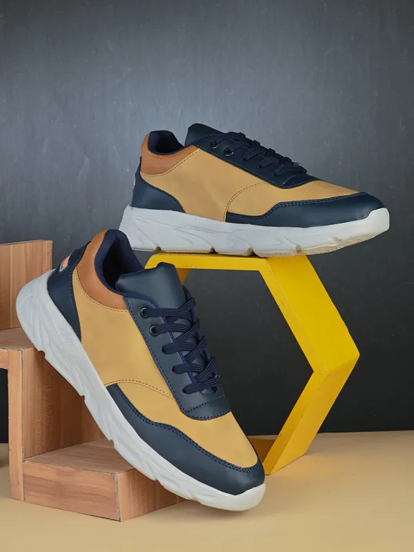 Navy_Faux_Leather_Eva_Sole_Sneakers_For_Men