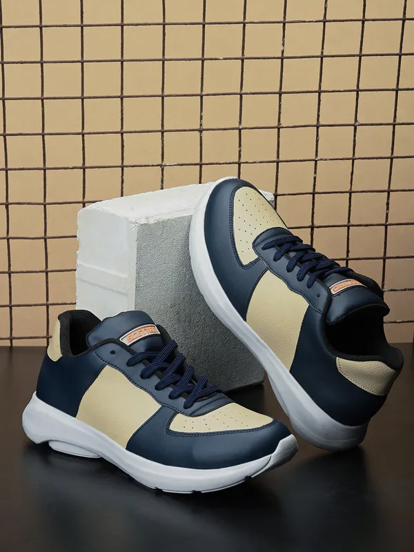 Beige_Faux_Leather_Eva_Sole_Sneakers_For_Men