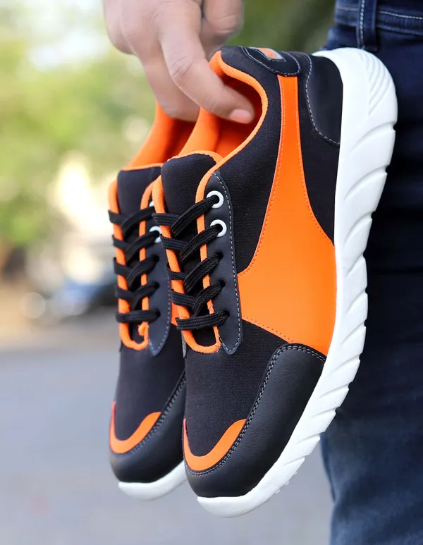 Black_Faux_Leather_Eva_Sole_Sneakers_For_Men