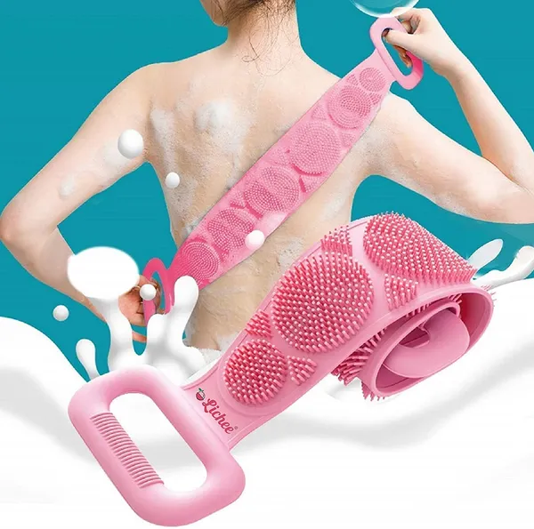Pack_of_4_Pink_Silicone_Body_Back_Scrubber_Double_Side_Bathing_Brush_for_Skin_Deep_Cleaning_Massage,_Dead_Skin_Removal_Exfoliating_Belt_for_Shower,_Easy_to_Clean_for_Men_&_Women