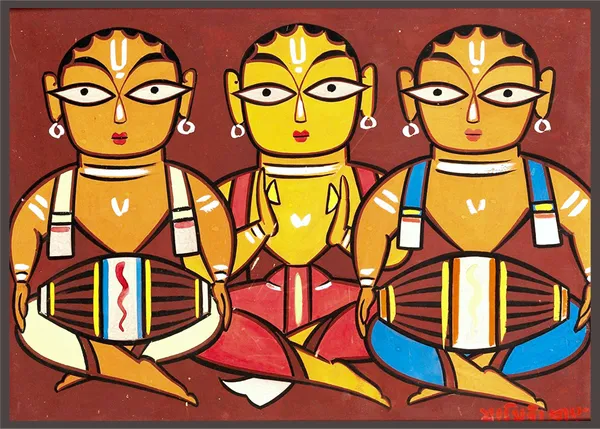 Three_Musicians_1*,_A_Painting_by_Jamini_Roy,_Unframed_Canvas_Print,_Multicolor