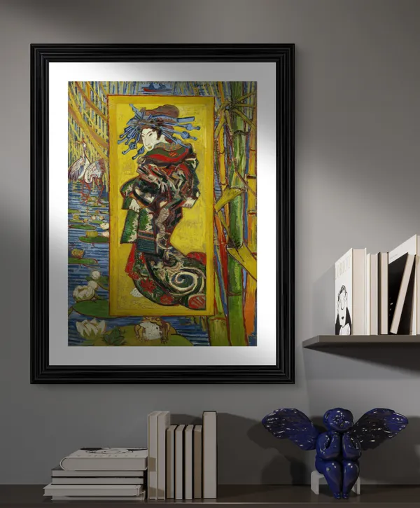 Courtesan_after_Eisen_1887,_A_Painting_by_Van_Gogh,_Framed,_Wall_Decor,_Multicolor