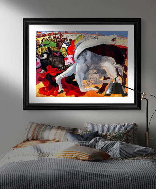 Bullfight:_Death_of_the_Toreador_1933,_A_Painting_by_Pablo_Picasso,_Framed,_Wall_Decor,_Multicolor