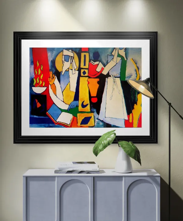 Zoroastrinism*_&_*The_Last_Supper*-Set_of_2_Paintings_by_M.F._Husain,_Framed,_Wall_Decor,_Multicolor