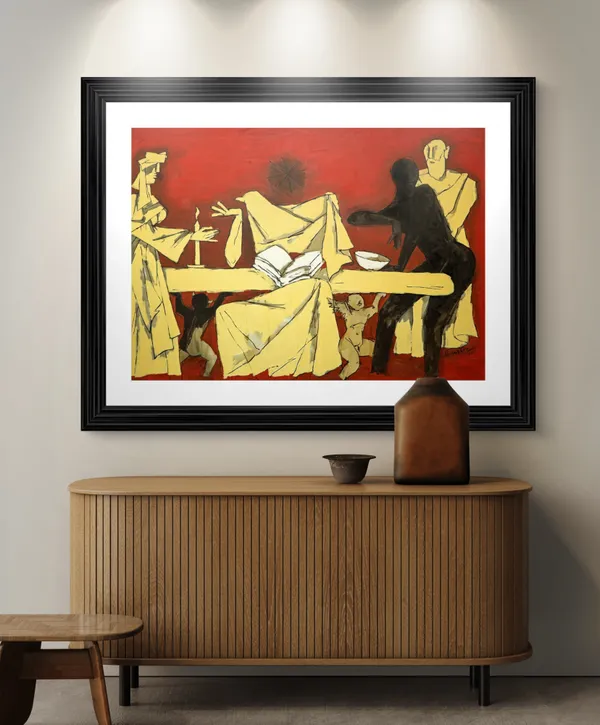 Zoroastrinism*_&_*The_Last_Supper*-Set_of_2_Paintings_by_M.F._Husain,_Framed,_Wall_Decor,_Multicolor