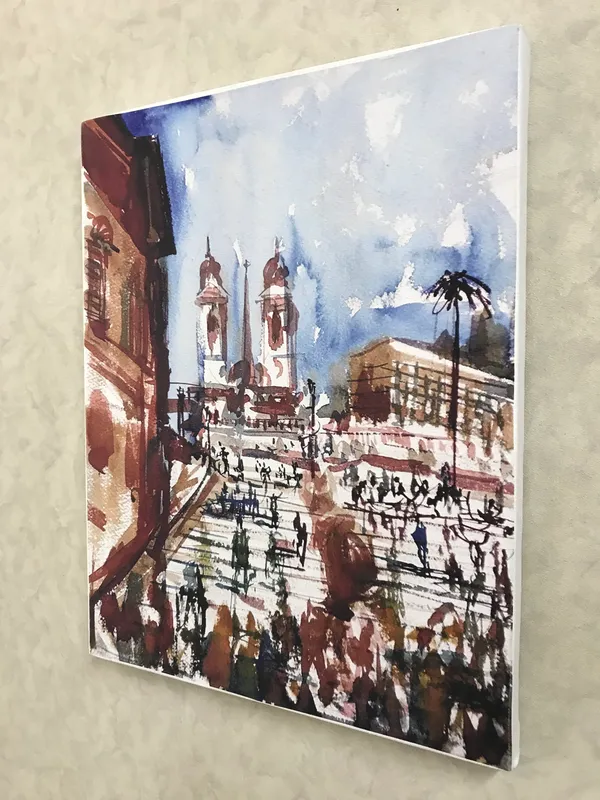 View_From_Theo's_Home_&_Spanish_Steps_in_Rome,_Paintings_by_Van_Gogh,_Framed_Canvas,_Set_of_2,_Multicolor