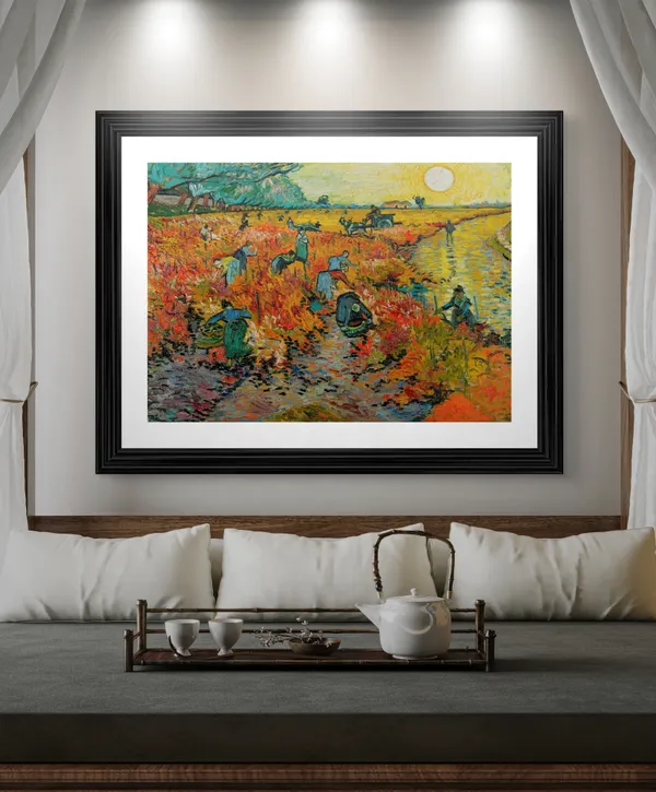 *The_Red_Wineyard_&_Wheatfield_with_Crows,_Van_Gogh_Paintings,_Set_of_2,_Framed,_Wall_D�cor,_Multicolor