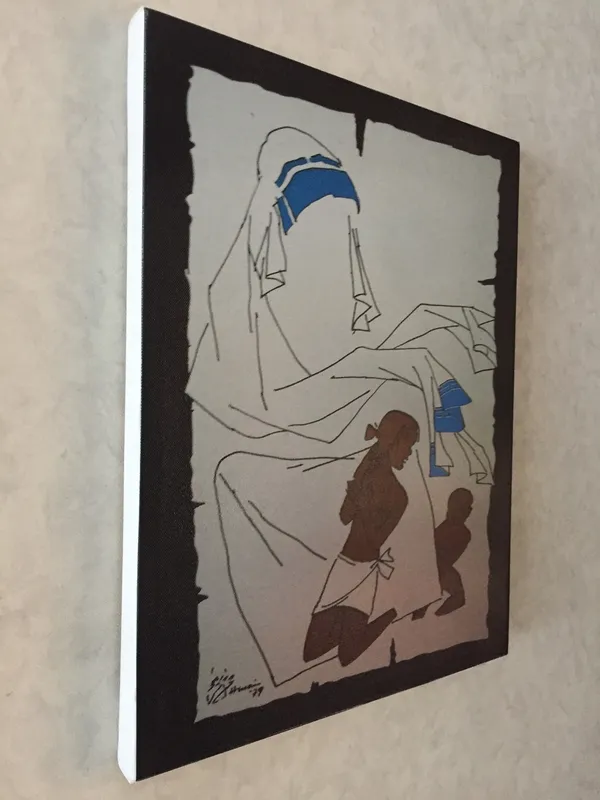 Living_Goddess*_(1960)_&_*Mother_Teresa*-Set_of_2_Paintings_by_M.F._Husain,_Framed_Canvas,_Wall_Decor,_Multicolor