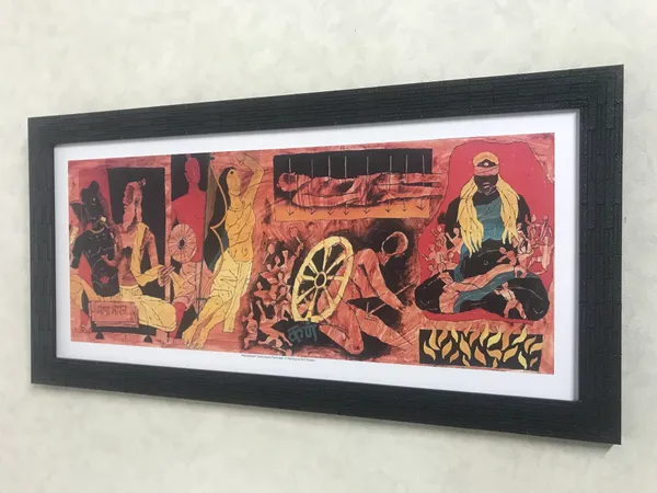 Mahabharat*_&_*Women*-_India_Series_Paintings_by_M.F._Husain,_Set_of_2,_Framed,_Wall_Decor,_Multicolor