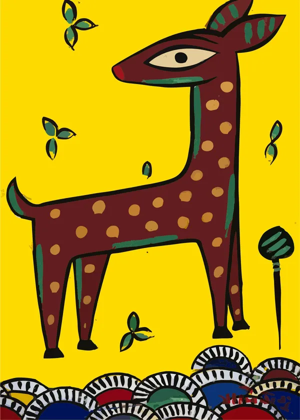 Deer*,_A_Painting_by_Jamini_Roy,_Unframed_Canvas_Print,_Multicolor