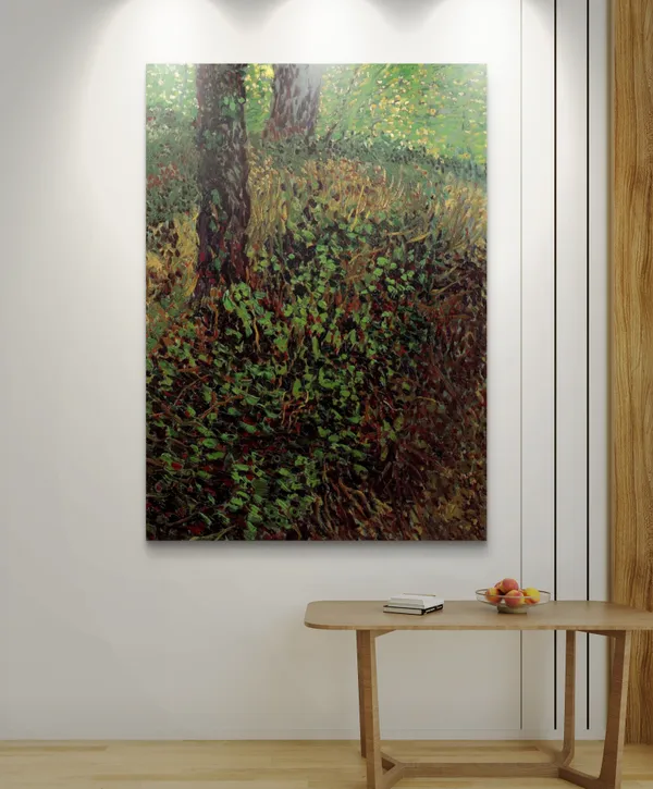 Cypresses_and_Women_&_Undergrowth,_Paintings_by_Van_Gogh,_Framed_Canvas,_Set_of_2,_Multicolor