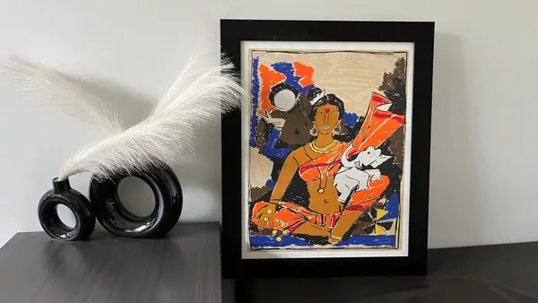 Lakshmi-_M.F._Husain's_Painting,_Framed,_Wall_Decor,_Multicolor