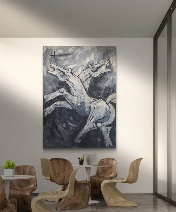Horse-_M.F._Husain's_Painting,_Framed_Canvas,_Wall_Decor,_Multicolor