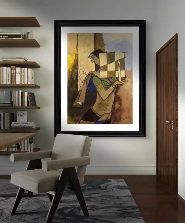 Lady_with_a_Candle-_M.F._Husain's_Painting,_Framed,_Wall_Decor,_Multicolor