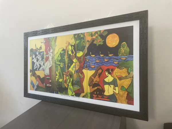 Culture*_&_*Festivals*-_India_Series_Paintings_by_M.F._Husain,_Set_of_2,_Framed,_Wall_Decor,_Multicolor