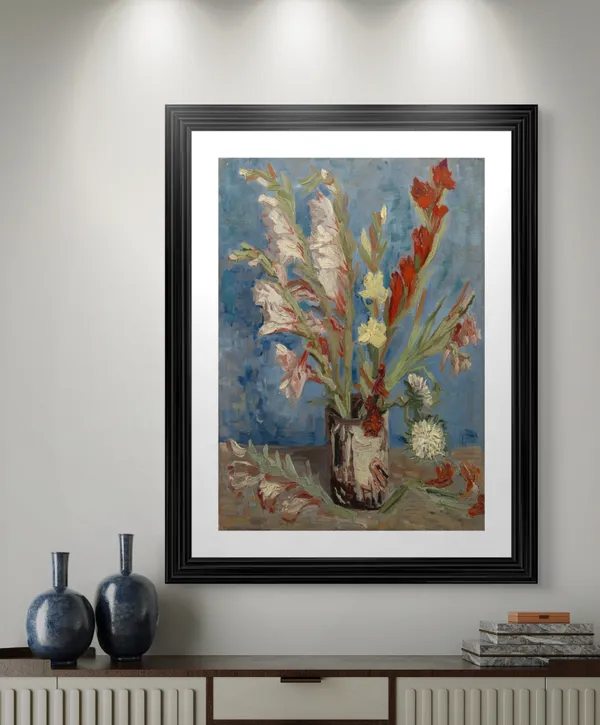 Vase_with_Gladioli_and_Chinese_Asters_1886,_A_Painting_by_Van_Gogh,_Framed,_Wall_Decor,_Multicolor