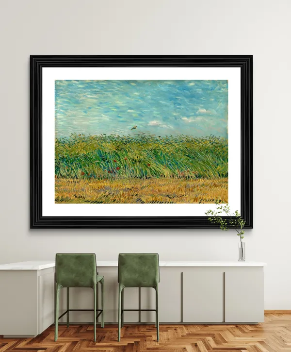Wheatfield_with_Partridge_1887,_A_Painting_by_Van_Gogh,_Framed,_Wall_Decor,_Multicolor