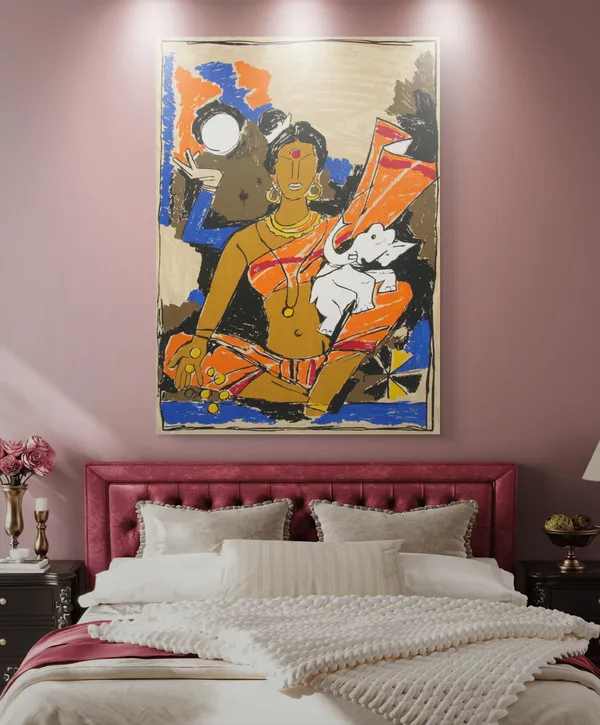 Lakshmi-_M.F._Husain's_Painting,_Framed_Canvas,_Wall_Decor,_Multicolor