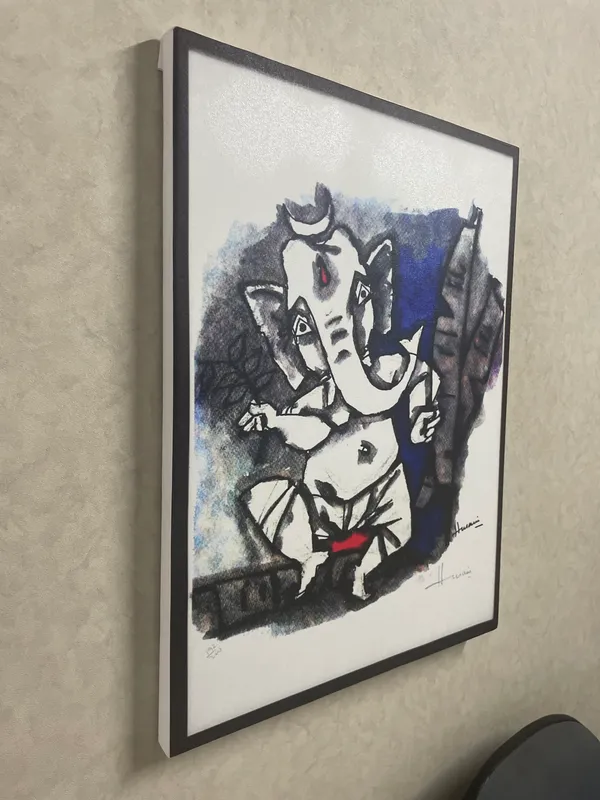 Ganesha*_(2008)-Set_of_2_Paintings_by_M.F._Husain,_Framed_Canvas,_Wall_Decor,_Multicolor