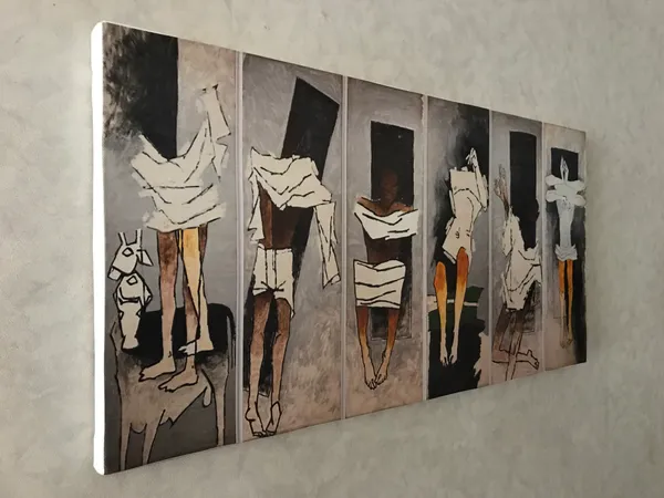 Mahatma's_Story*_&_*The_Community*-_India_Series_Paintings_by_M.F._Husain,_Set_of_2,_Framed_Canvas,_Wall_Decor,_Multicolor