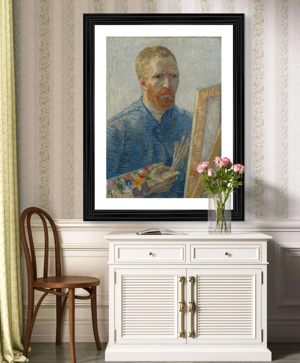 Self-Portrait_As_A_Painter_1888,_A_Painting_by_Van_Gogh,_Framed,_Wall_Decor,_Multicolor