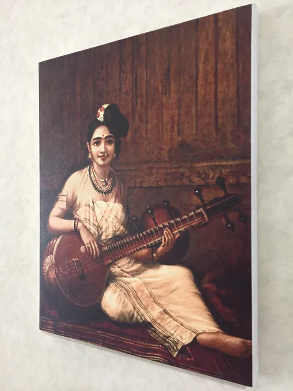 Malabar_Lady_with_Veena_1900,_A_Raja_Ravi_Varma_Painting,_Framed_Canvas,_Wall_Decor,_Multicolor