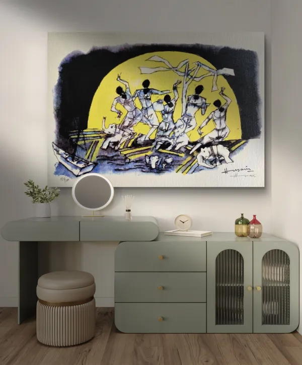 Dancing_Ladies-_M.F._Husain's_Painting,_Framed_Canvas,_Wall_Decor,_Multicolor