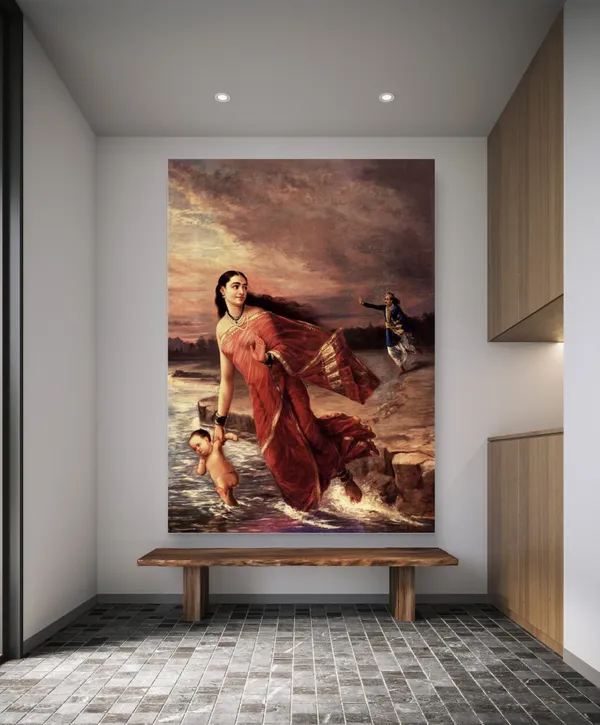 Ganga_and_Shantanu,_1890,_A_Raja_Ravi_Varma_Painting,_Framed_Canvas,_Wall_Decor,_Multicolor