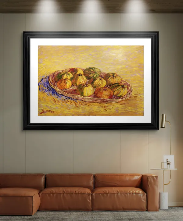 Still_Life_with_Basket_of_Apples_1887,_A_Painting_by_Van_Gogh,_Framed,_Wall_Decor,_Multicolor