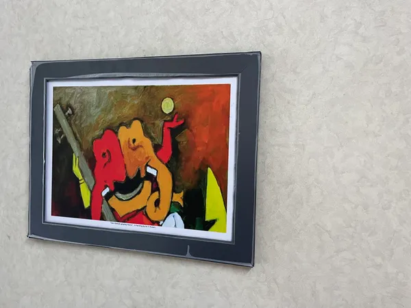 Veena_Players*-Set_of_2_Paintings_by_M.F._Husain,_Framed,_Wall_Decor,_Multicolor