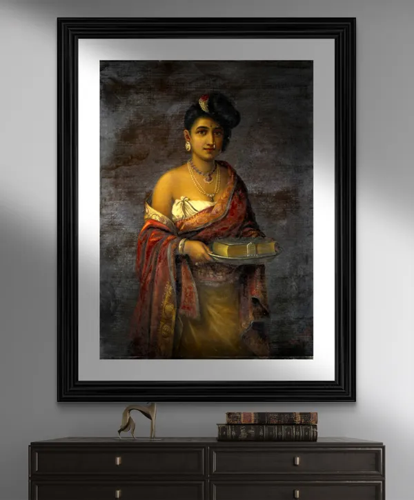The_Maharani_of_Travancore,_1887,_A_Raja_Ravi_Varma_Painting,_Framed,_Wall_Decor,_Multicolor
