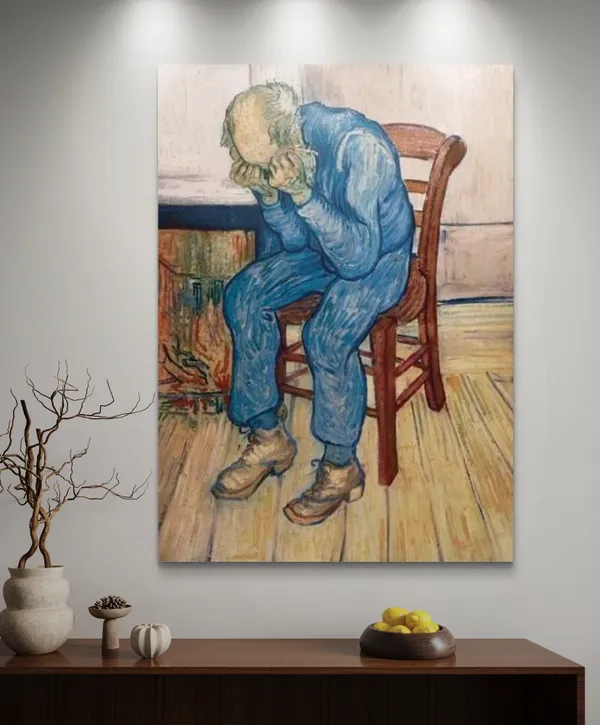 Worn_out_Old_Man_in_Sorrow_1982,_A_Painting_by_Van_Gogh,_Framed_Canvas,_Wall_Decor,_Multicolor